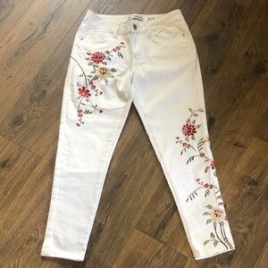 SANDPIPER Embroidered CottonBlend SKINNY Ankle STRETCHY High Rise EUC
